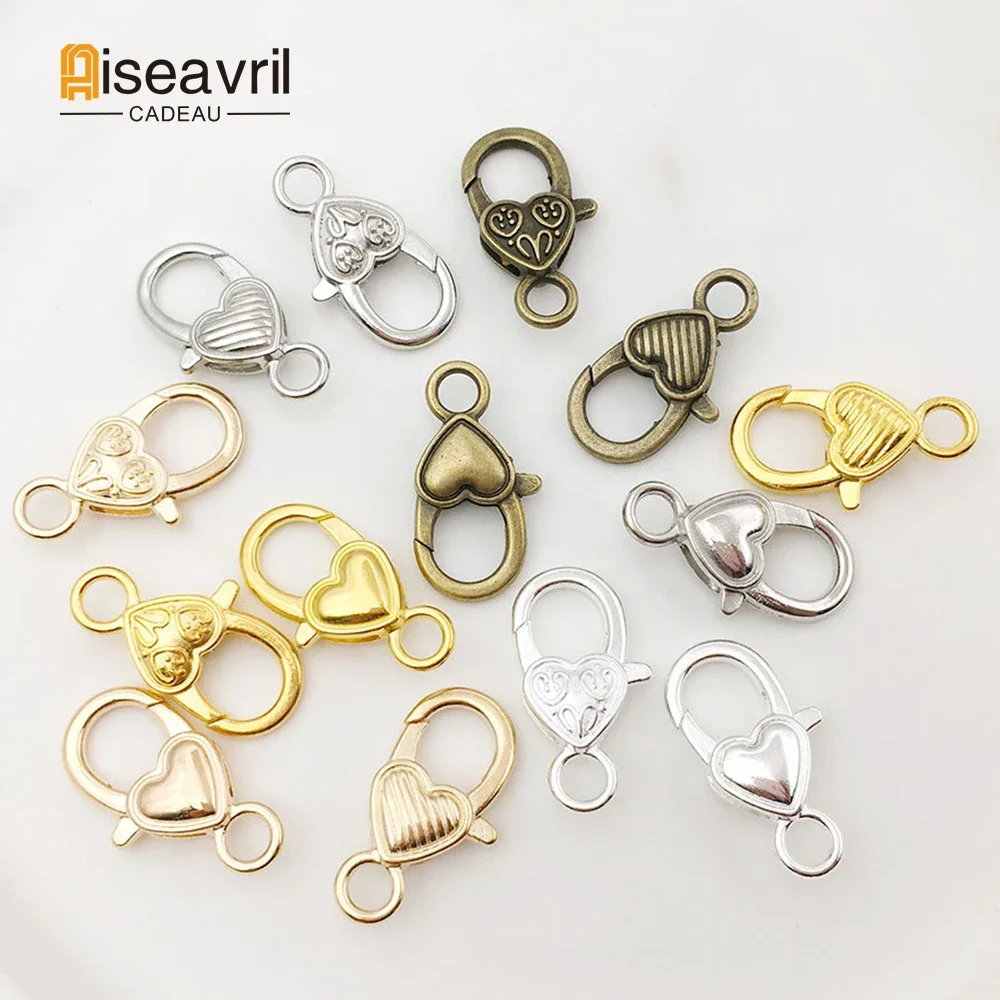 

10pcs 25.5x14MM Lobster Clasp Hooks Heart Keychain Clasps Bracelet Chain Accessories for Jewelry Making Components Wholesale DIY