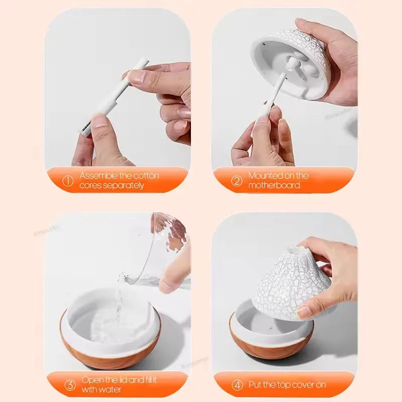 Volcano Air Humidifier 300ml Desktop USB Water Mist Diffuser Purifier Air Freshener Nebulizer with Colorful Ambient Night Light 5