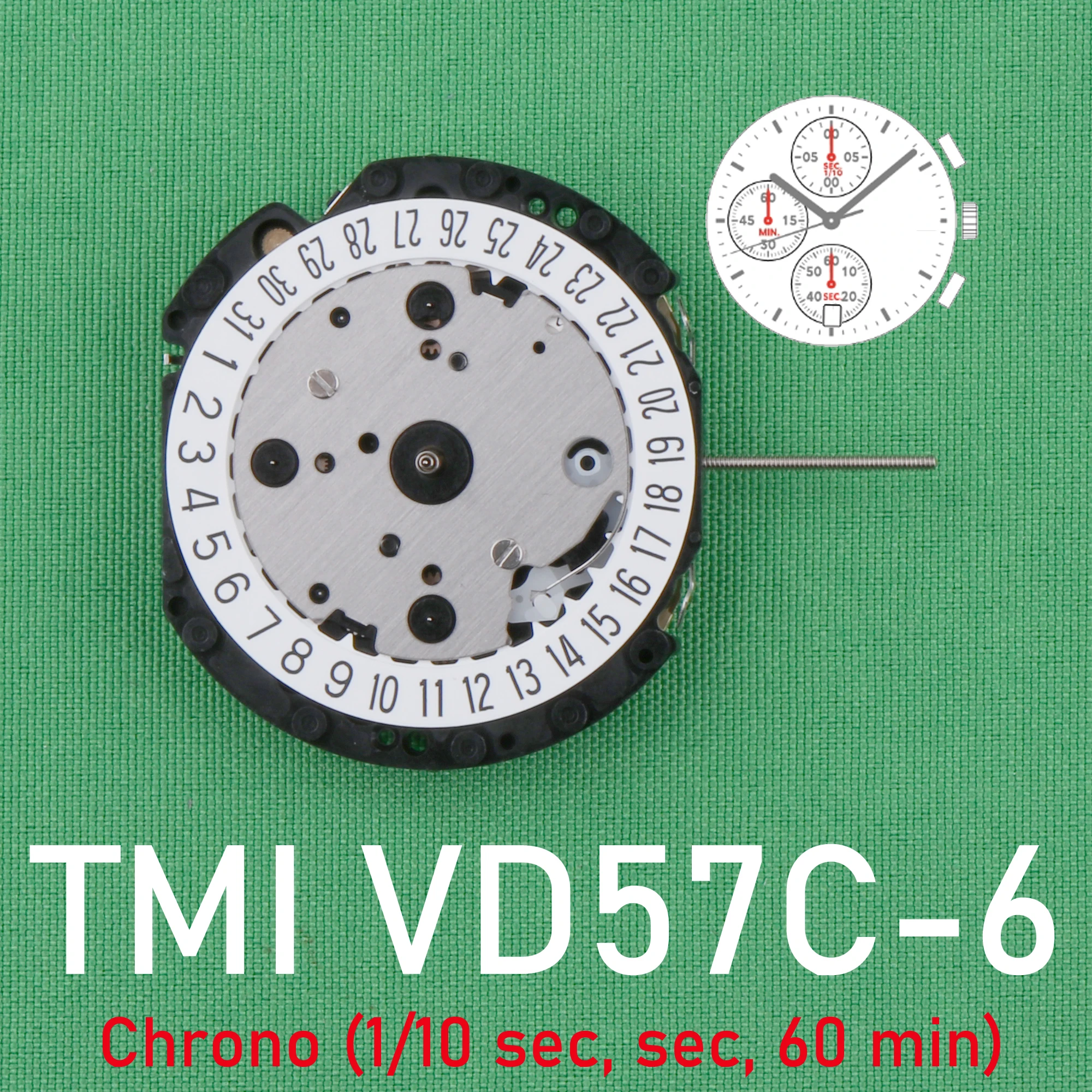 

Часы TMI VD57C, новинка, японский часовой механизм Seiko VD57, Оригинальный часовой механизм SII/TMI VD57, дата движения на 6 сверхвысоких стрелках