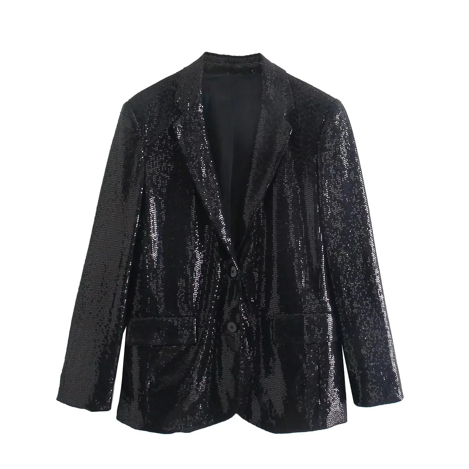 Women's Sequins Blazer Notched Collar Long Sleeve Ladies Casual Suit Spring Autumn Single Breasted Blazers for Female | Женская