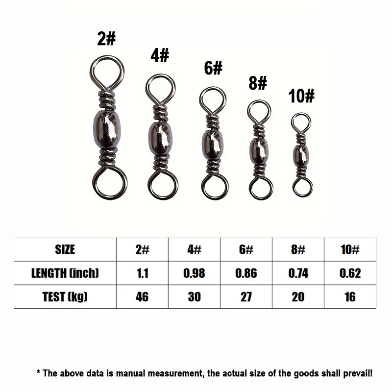 Émerillons pêche Goture 200 pièces acier inoxydable 16-46kg - Connecteurs ligne pêche résistants