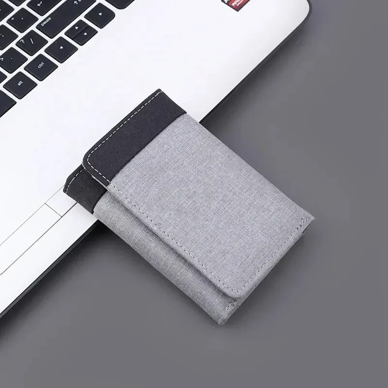 Mens Wallet Men Canvas Wallet with ID Photo Holders Card Holder Wallet Case 8 Slots Hasp Male Purse Mini Three-fold
