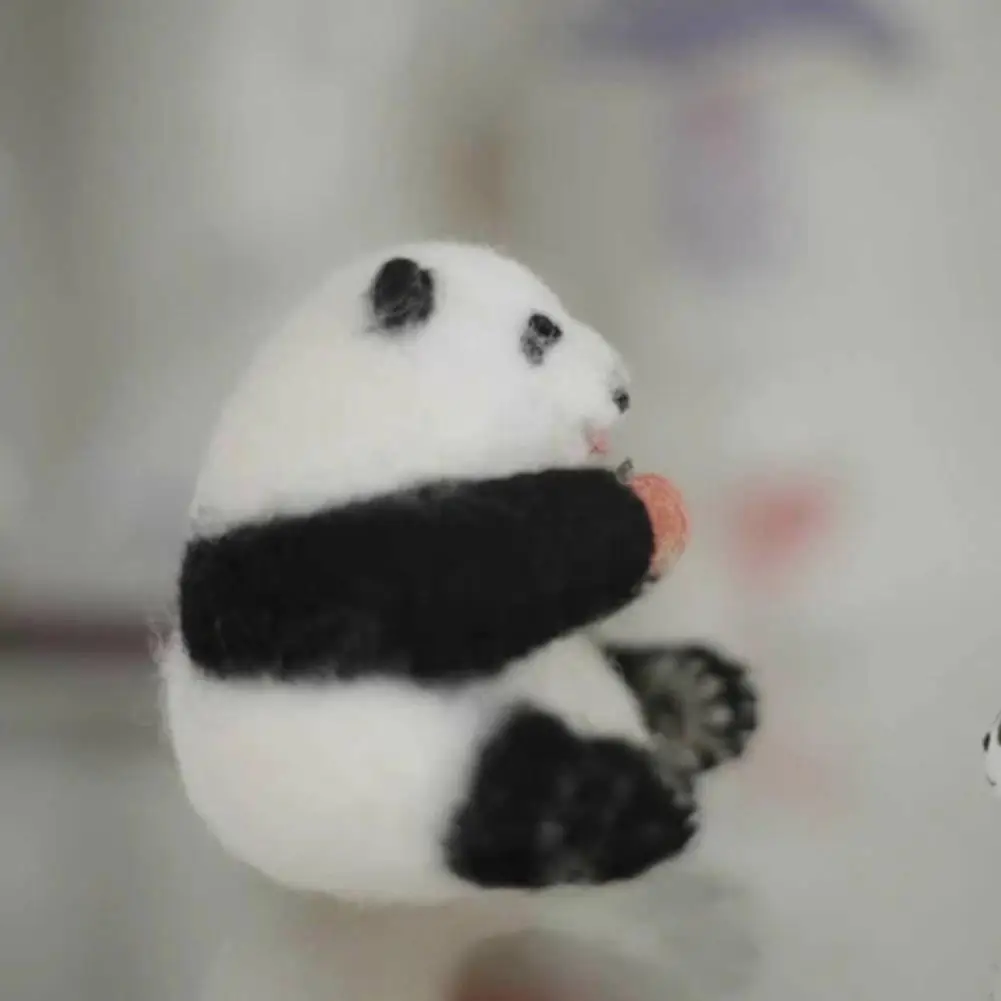 No Finish DIY Wool Needle Felting Kit Panda Toy Doll Wool Needle Felt Beginner Handmade Panda Gift Felt Kits For Women Girl