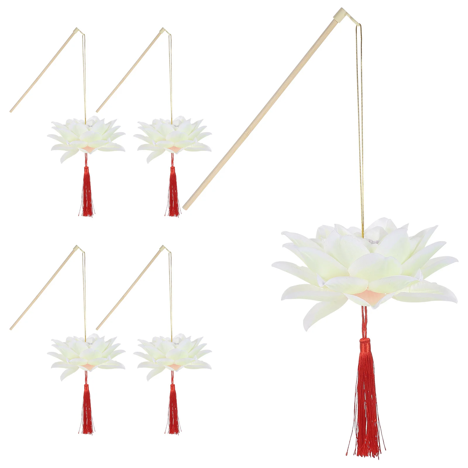 

5 Pcs Portable Lotus Lantern Wedding Decore Chinese Style Reuseable Wooden Sticks