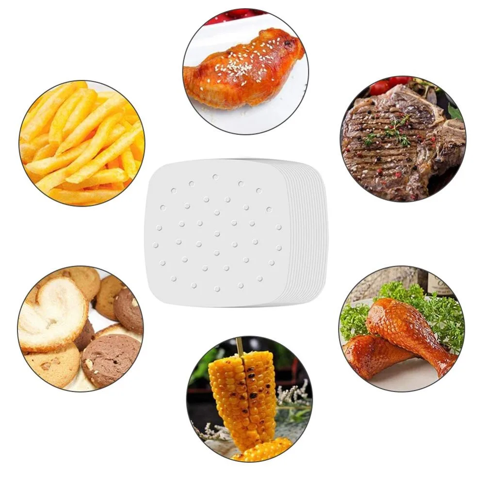Air Fryer Pad Parchment Paper Cooking Oil Paper Square Round Baking Oven Oil Absorbing Air Fryer Kitchen Accessories