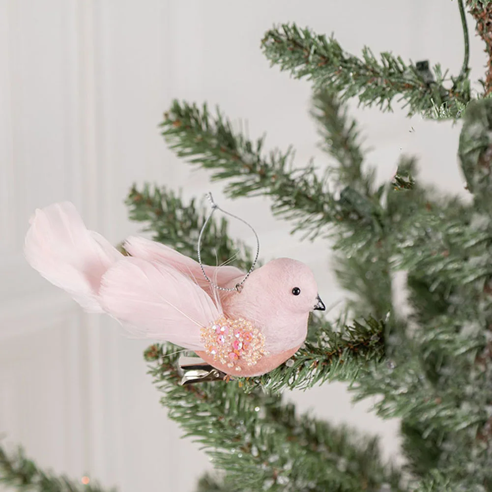 Ornament Crafts Miniature Figurines Feather Bird Figurines Fake Feather Birds Colorful Garden Tree Decor Foam Perched Woodland Birds Outdoor Art Decor Adornment Small Figurines