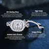 Newshe 2Pcs Wedding Ring Set for Women Genuine 925 Sterling Silver 1.8Ct Round Cut AAAAA CZ Jewelry Size 4-13 5