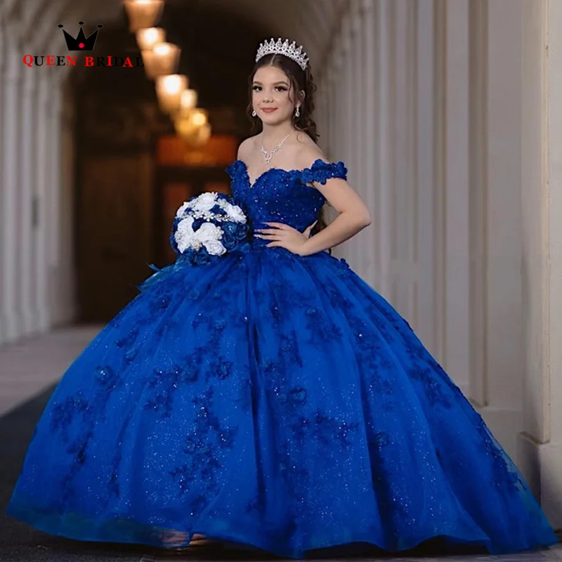 

Exquisite Royal Blue Ball Gown Quinceanera Dresses Off the Shoulder Sweet 16 Dress vestido de quinceañera 2023 Custom Made LJ55