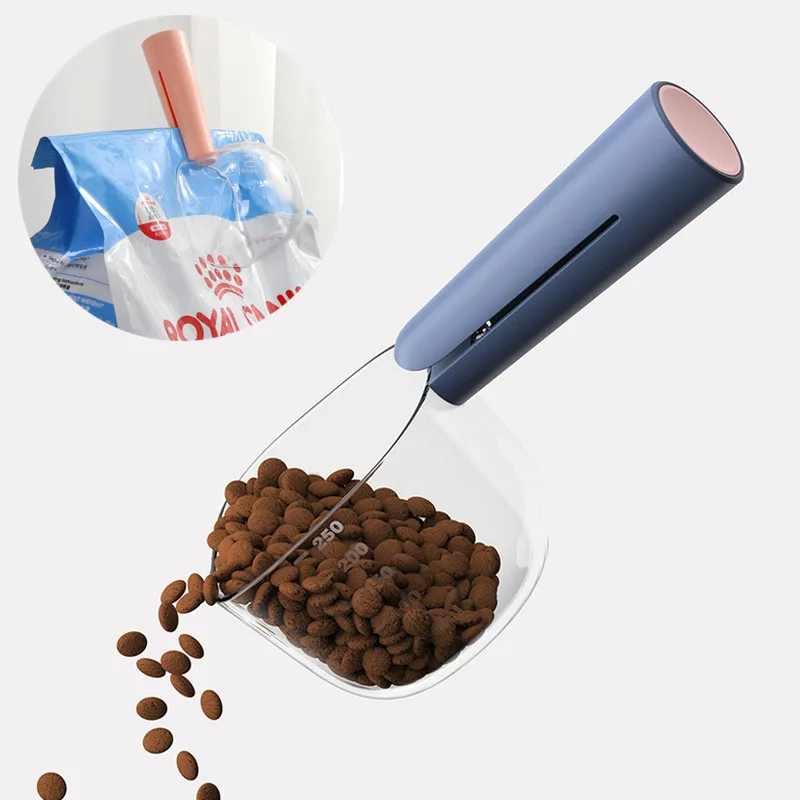 Pet Food Scale Pet Food Scoop Portable Dog Feeding Spoon with Sealing