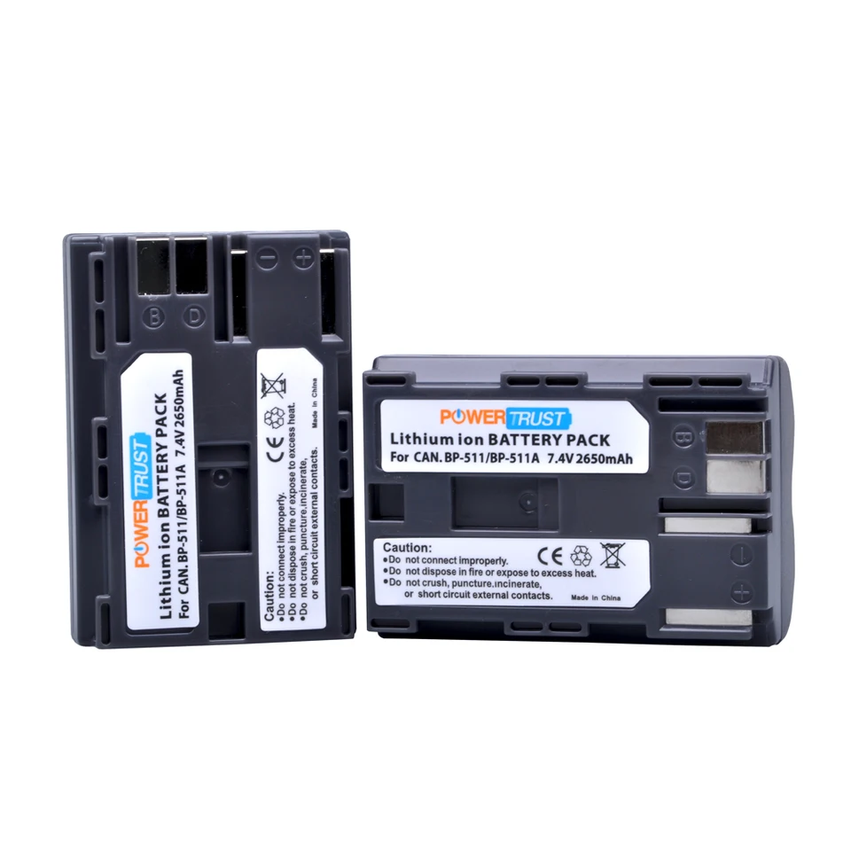 Batteria BP-511 (2 Pezzi) E Caricatore Doppio USB Per Canon EOS 10D, 20D, 30D, 40D, 300D, PowerShot G1-G6 - 4