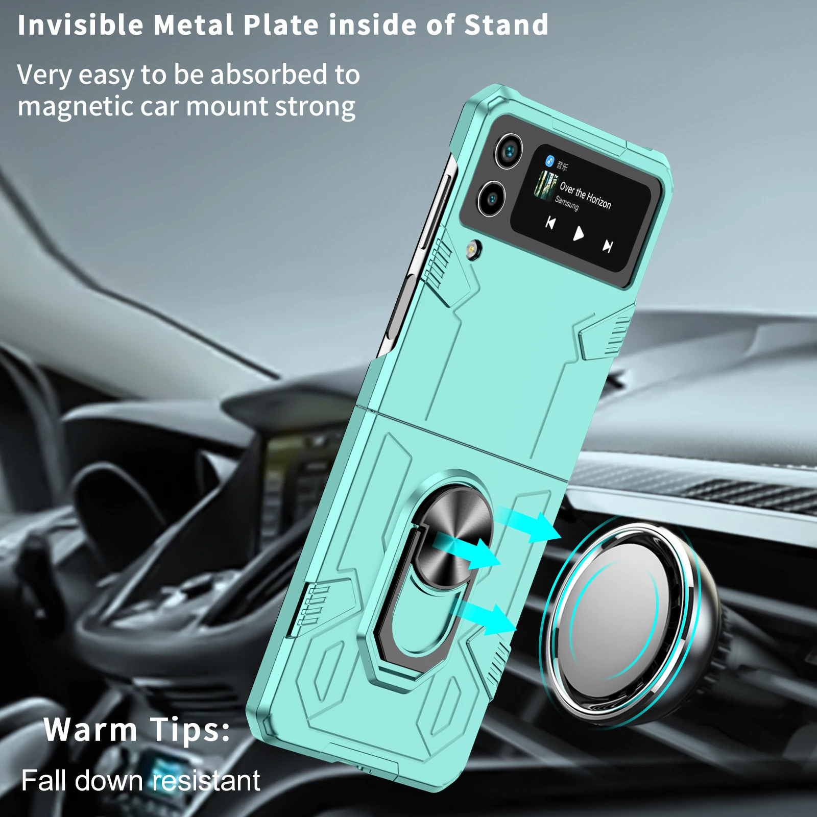Mech Shell Rotating Ring Magnetic Phone Case with Anti-Drop Protection