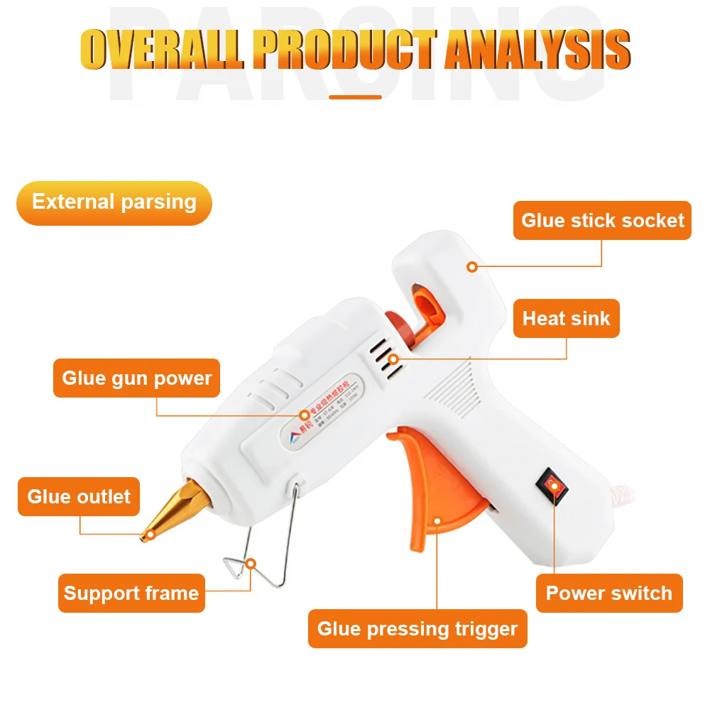 80W Hot Melt Glue Gun With 11*200MM Glue Stick DIY Mini Guns Adhesive Stick Hot Glue Gun Tools for Home Heat Tool 3