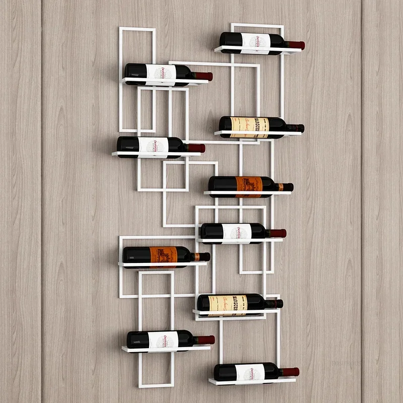 Simple European Showcase for Shop Horizontal Hanging Display Red Wine Rack Creative Metal Design Display Cabinet for Dining Room