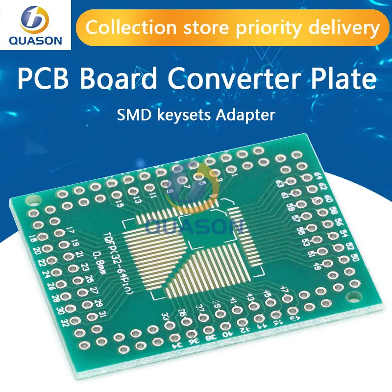5pcs Fqfp tqfp 32 44 64 80 100 lqfp smd keysets Adapter PCB Board Converter Plate 0.5/0.8 mm pcb board assembly,printed circuit board