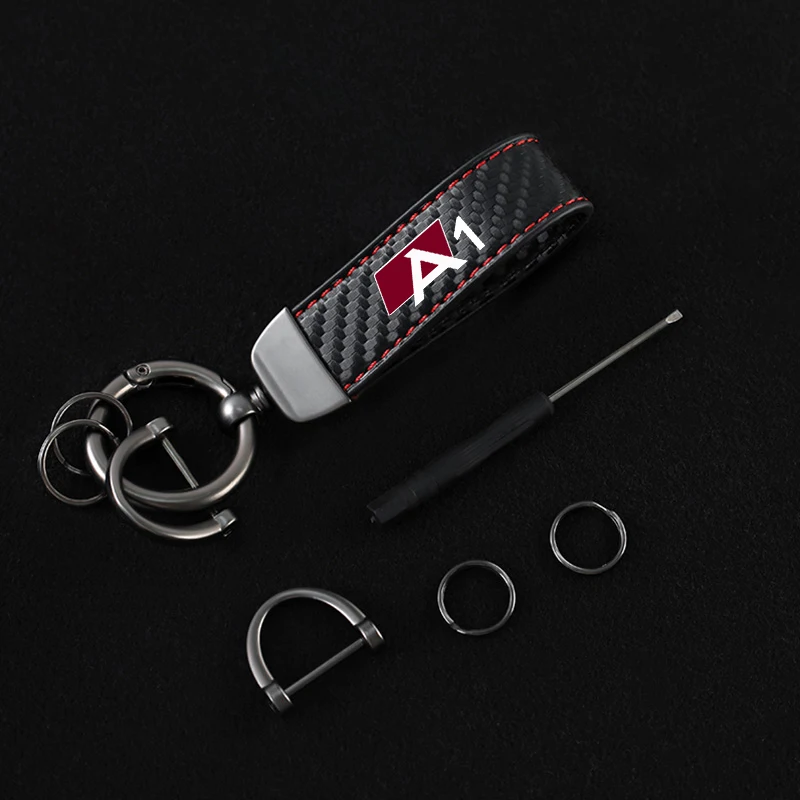 Autó keychain Lópatkó Övcsat ékszer számára audi A3 V–2 A5 A6 A7 A8 Q3 Q5 Q7 Q8 Szénrúd Izomrost bőrből keychain autó accessor