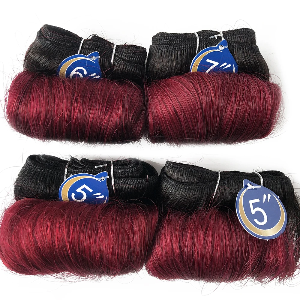 Human Hair Extensions Human Hair Bundles Human Hair Bulk Brazilian Curly Hair Weave Bundles 100% Human Hair 4 Bundles1B/27/30/Burgundy Bundles Extension 5 5 6 7 Inches Remy