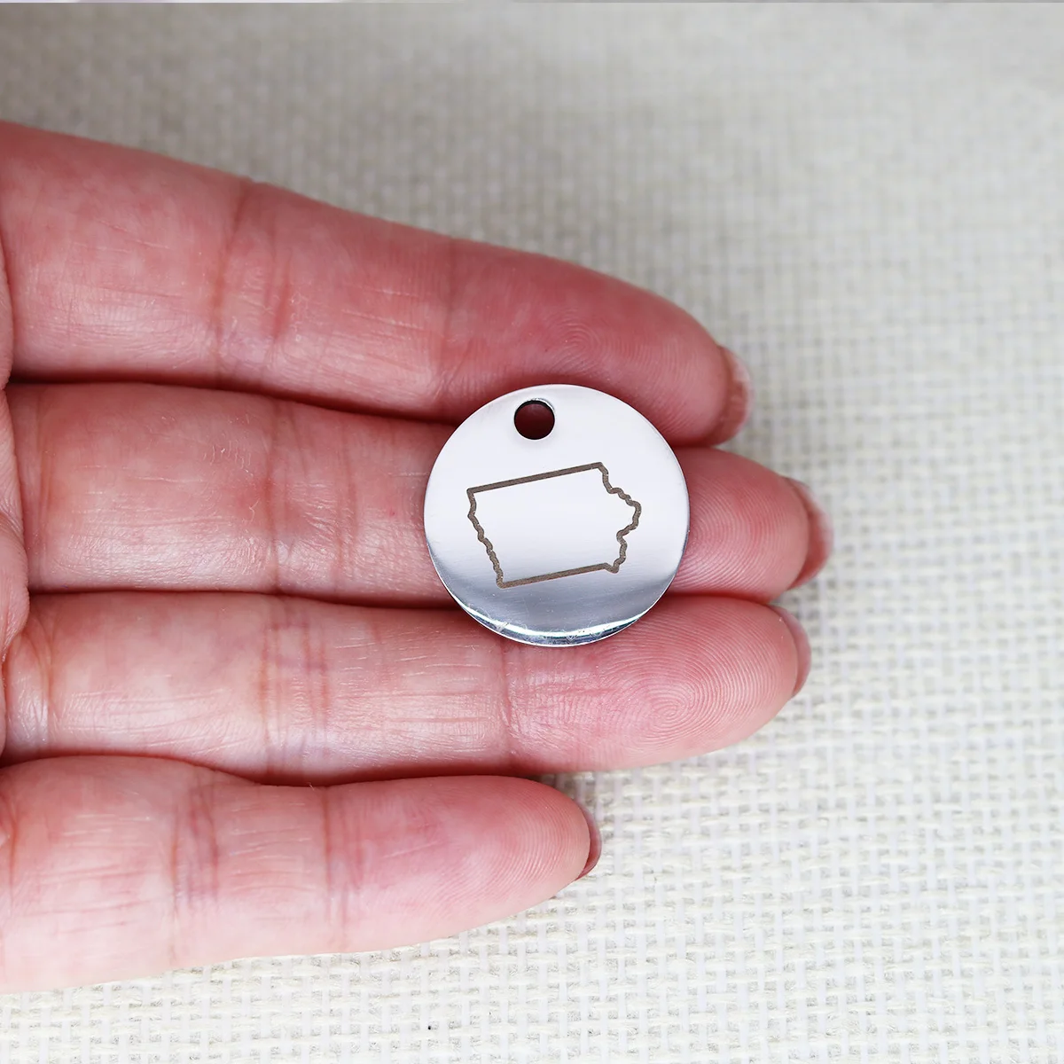 3 Teile/Los Iowa Laser Gravierte Karte Edelstahl Charm Disc Nachricht Hochglanz Spiegel Oberfläche Anhänger Diy Schmuck Herstellung
