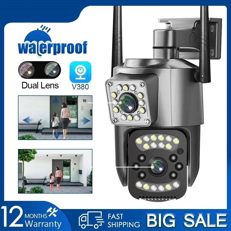 V380 Pro CCTV Camera 4G SIM card Dual Lens PTZ camera WIFI 4K 8MP Wireless Outdoor Surveillance  Security Camera Waterproof IP66