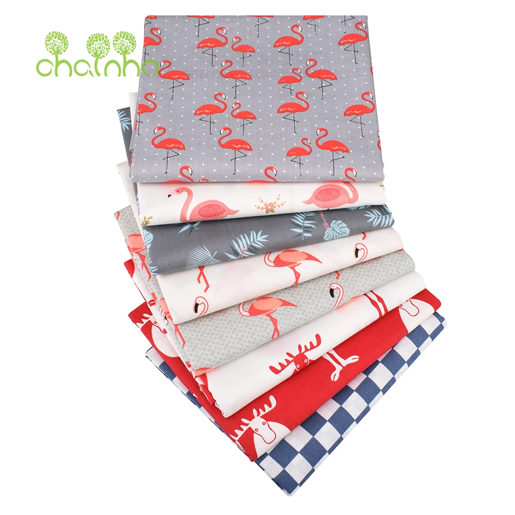 Chainho,Printed Twill Weave Cotton Fabric,DIY Quilting Sewing Material,Patchwork Cloth,8 Designs Cartoon Series,2 Sizes,15C238