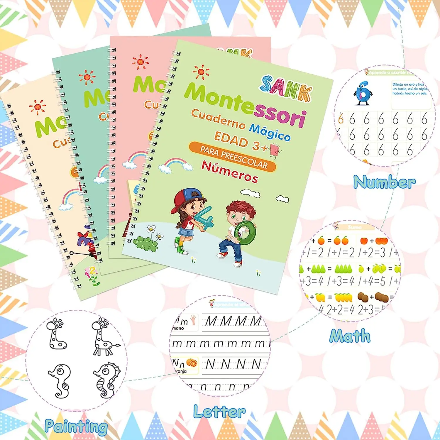 Spanish Magic Lettering Workbook: Reusable Tracing Notebook for Kids’ Writing Skills