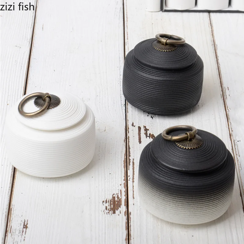 Vintage Stoneware Sealed Jar Storage Jar Ceramic Tea Can Tea Caddy Box Storage Box Container Organizer Tank