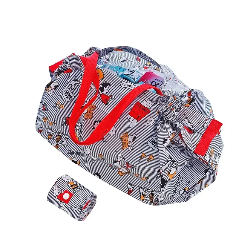 Snoopy Japanese Folding Shopping Bag One Shoulder Women's Fashion Cartoon Environmental Cloth Bag Portable Waterproof Travel 3
