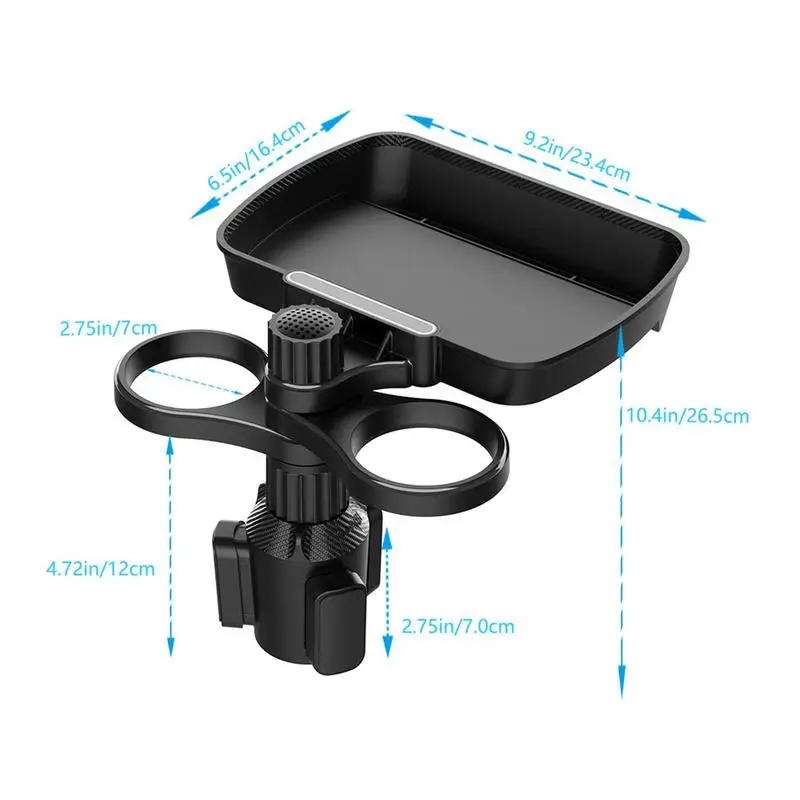 Multifunctional Car Cup Holder Attachable Tray 360 Swivel Adjustable Car Food Eating Tray Table Auto Cup Holders Expander drinks holder