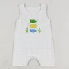 Boutique Infant Baby Boys Rompers Green Checkered Fish Print Cute Rompers New Fashion Toddler Boys Clothes Jumpsuits Wholesale 2
