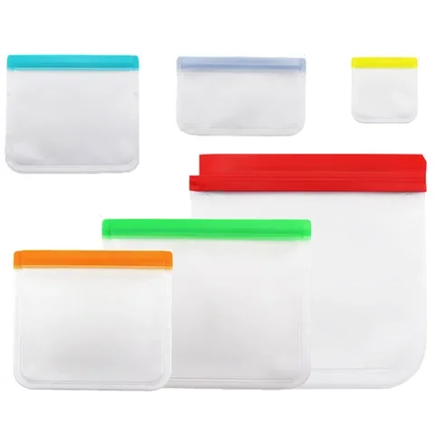 

1Pcs Reusable Freezer Bag PEVA Food Storage Bags Leakproof Kitchen Organizer Top Ziplock Multi Purpose