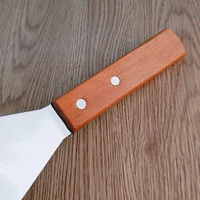 Spatule de cuisson à Steak à tête carrée en acier inoxydable, manche en bois, pelle à Pizza, crêpes, boeuf, grattoir, ustensiles de barbecue pour la cuisine 6