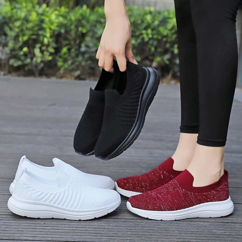 Women Vulcanized Shoes New Tennis Sports Summer Mesh Breathable Lace Walking Fitness Thick Soled Women Sports Shoes