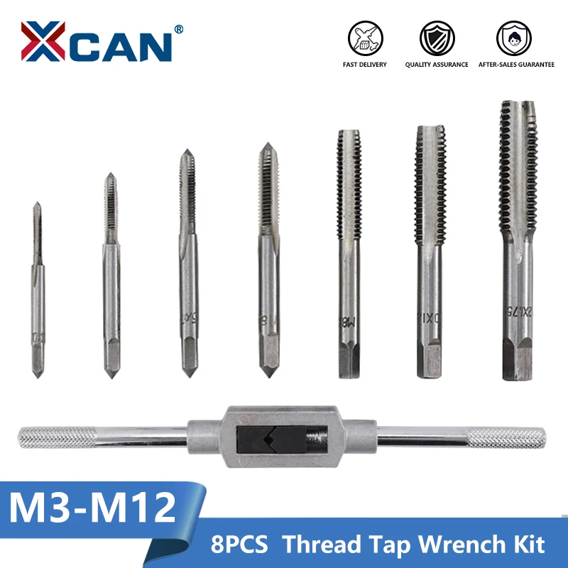 

XCAN HSS Steel Thread Tap Wrench Set 8pcs M3-M12 Metric Tap Hand Tapping Tools Screw Tap Drill Hand Tools