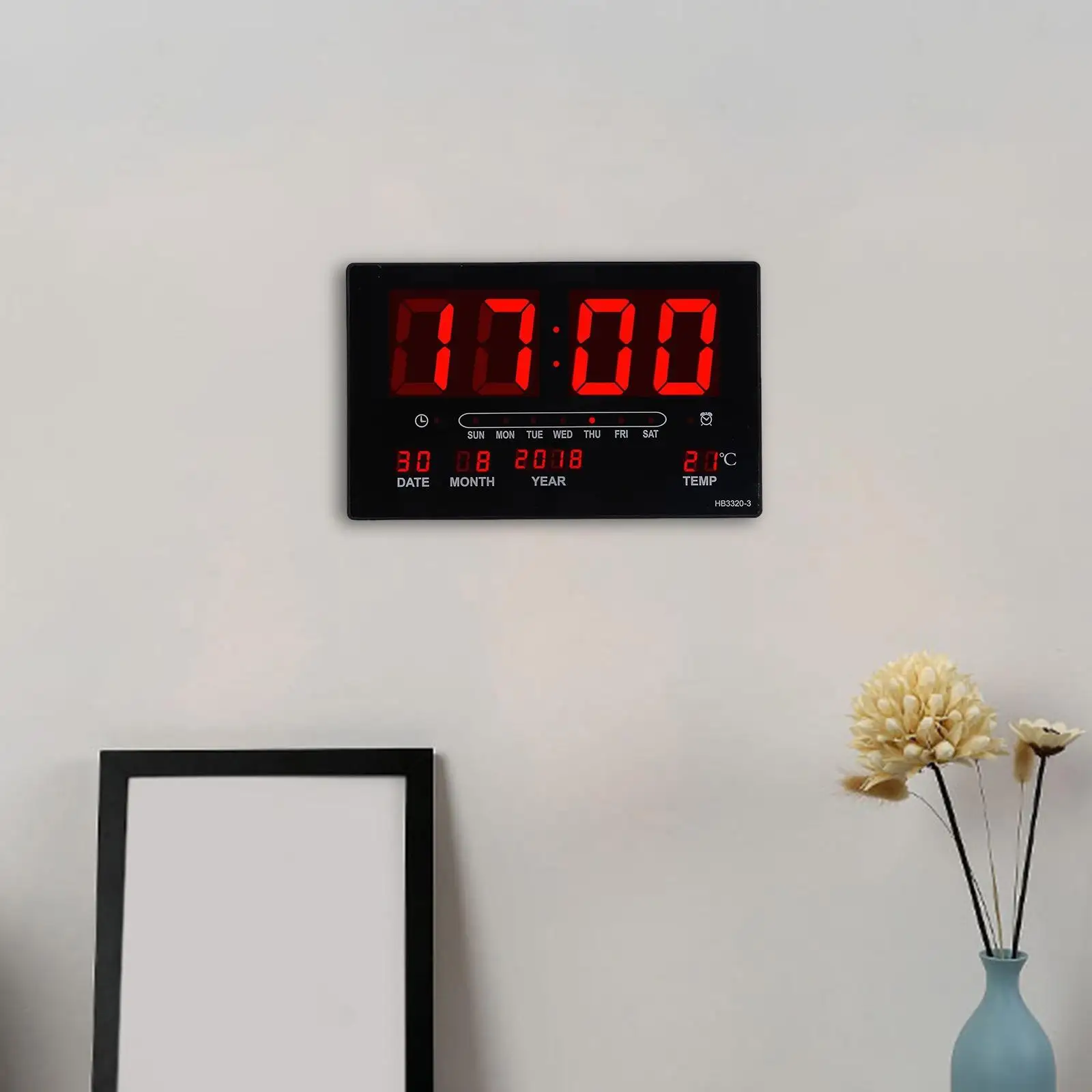 Led Digital Wall Clock W/ Indoor Temperature Table Training With Day Date