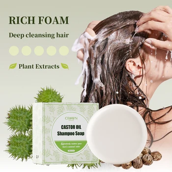 Castor Shampoo Rice Shampoo Soap Bar Conditioning Soap Rice Water Protein Nourishing Anti-loss Hair Soap Hair Growth Soap Bar 1