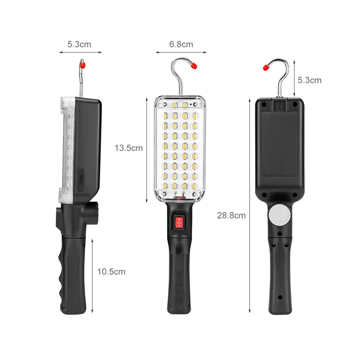 BAAU Portable USB Rechargeable Work Light COB Repairing Lamp with Magnet & Hook 34 LED Camping Lamp Flashlight