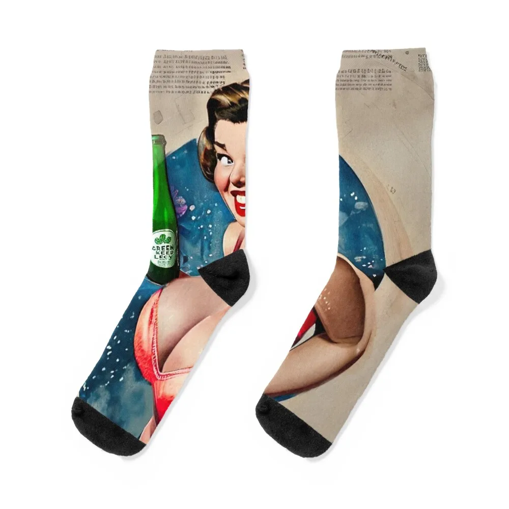 

Curvy Beer Girl Pinup Socks japanese fashion cotton Socks Ladies Men's