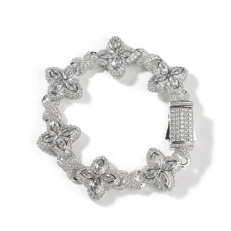Buntes Blumen-Zirkon-Armband, mehrfarbiges Kristall-Armband, florale Unendlichkeitskette, Statement-Schmuck für Frauen, Party-Geschenke – Detail 11