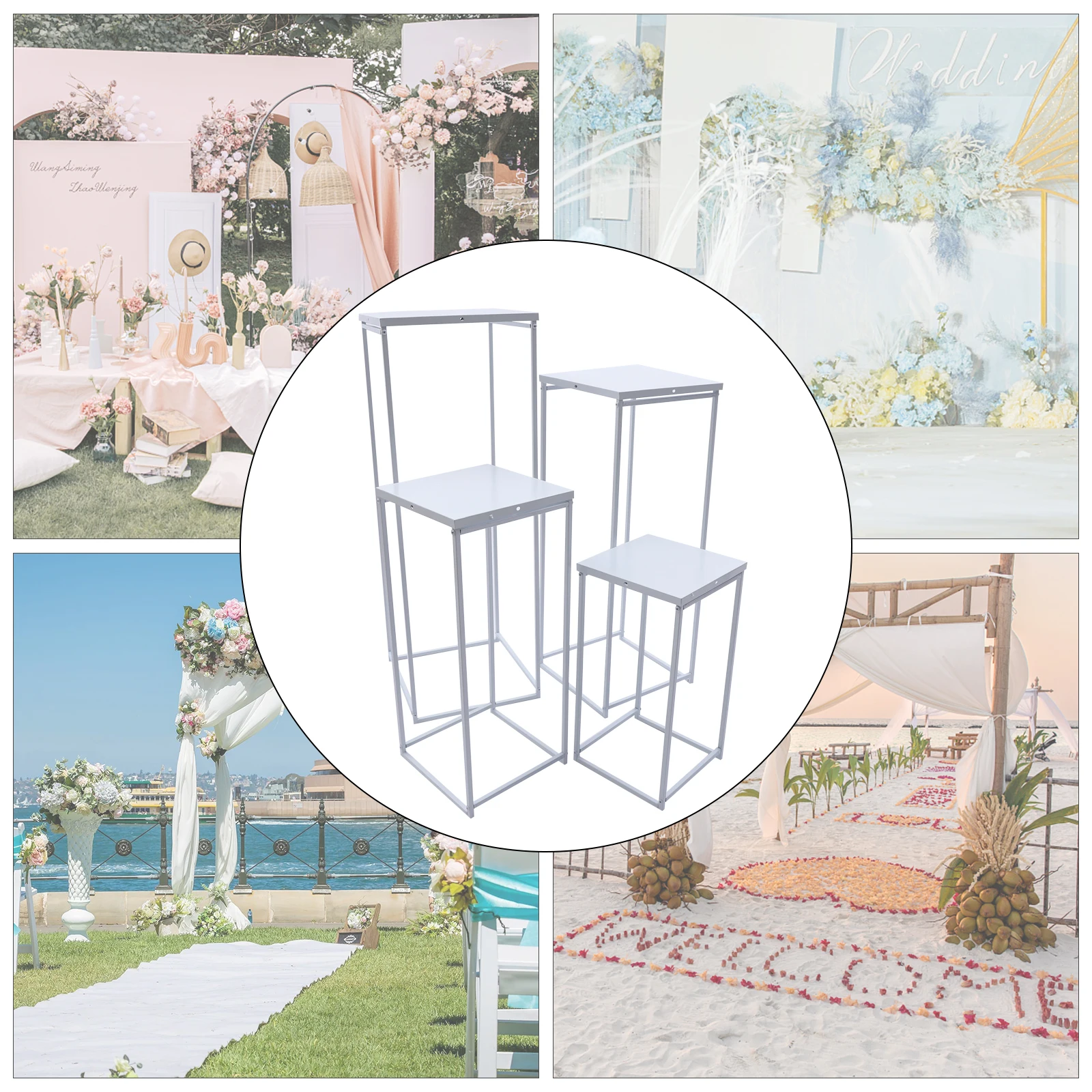 Gold Metal Arch Wedding Flower Stand 4/10Pcs Floor Column Stand Road Lead Wedding Supply