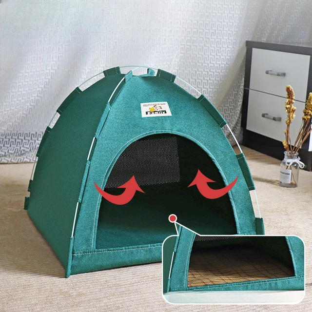 Foldable Cat House Pet Tent Four Seasons Universal Cat and Dog Pet Nest Summer Cool Mat Outdoor Portable Foldable Breathable 4
