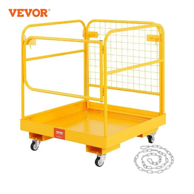 

VEVOR Forklift Safety Cage 1200 lbs Load Capacity Folding Forklift Work Platform with Lockable Swivel Wheels for Aerial Work