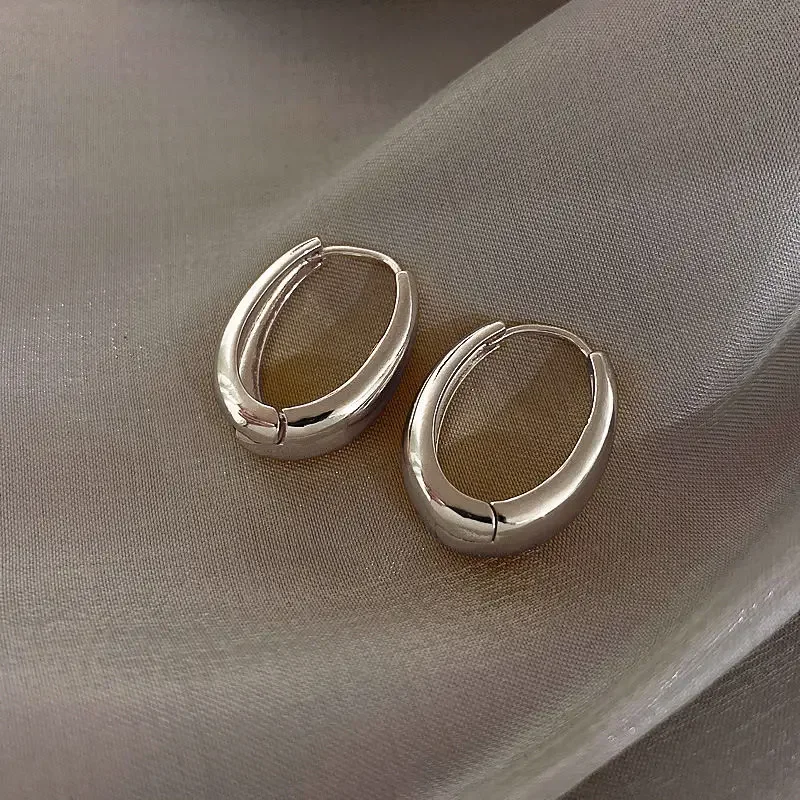 925 Sterling Silver hoop Earrings Simple Temperament Exquisite Female Sexy Jewelry Gift