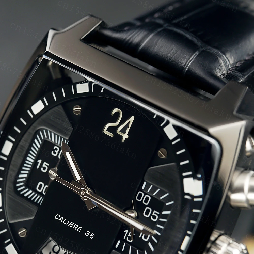 2022Fashion New Men's Color Bar Square Dial Sapphire Mirror Stainless Steel Leather Strap Sports Leisure Waterproof Quartz Watch