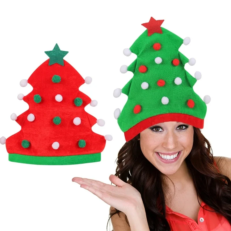 Christmas Santa Hat Christmas Tree Shape Santa Hat Funny Xmas Holiday Party Costume Gift New Year Gift