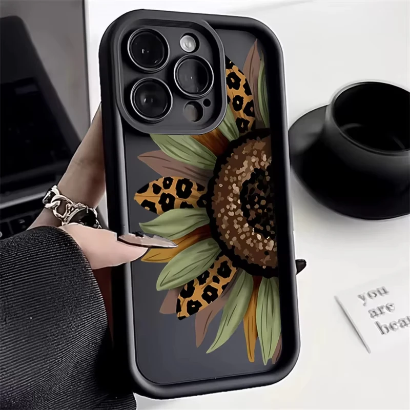 Charming Sunflower Pattern Silicone Phone Case - Soft Protective Cover
