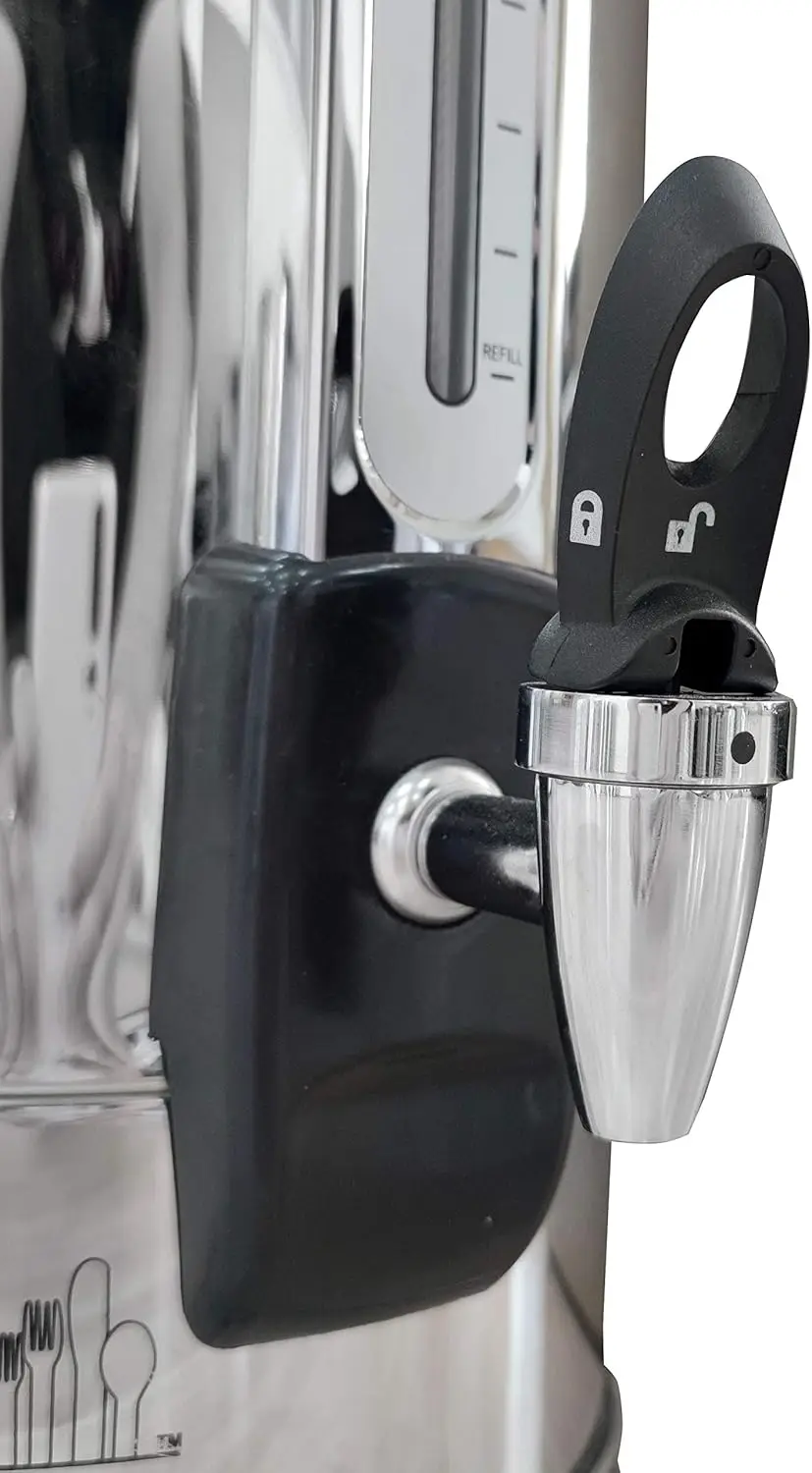 40 Cup Capacity Hot Water Boiler Urn with new Twisloc&tilde; Safety Locking Tap, Metal Spout, Stainless Steel Double Wall and a Unique
