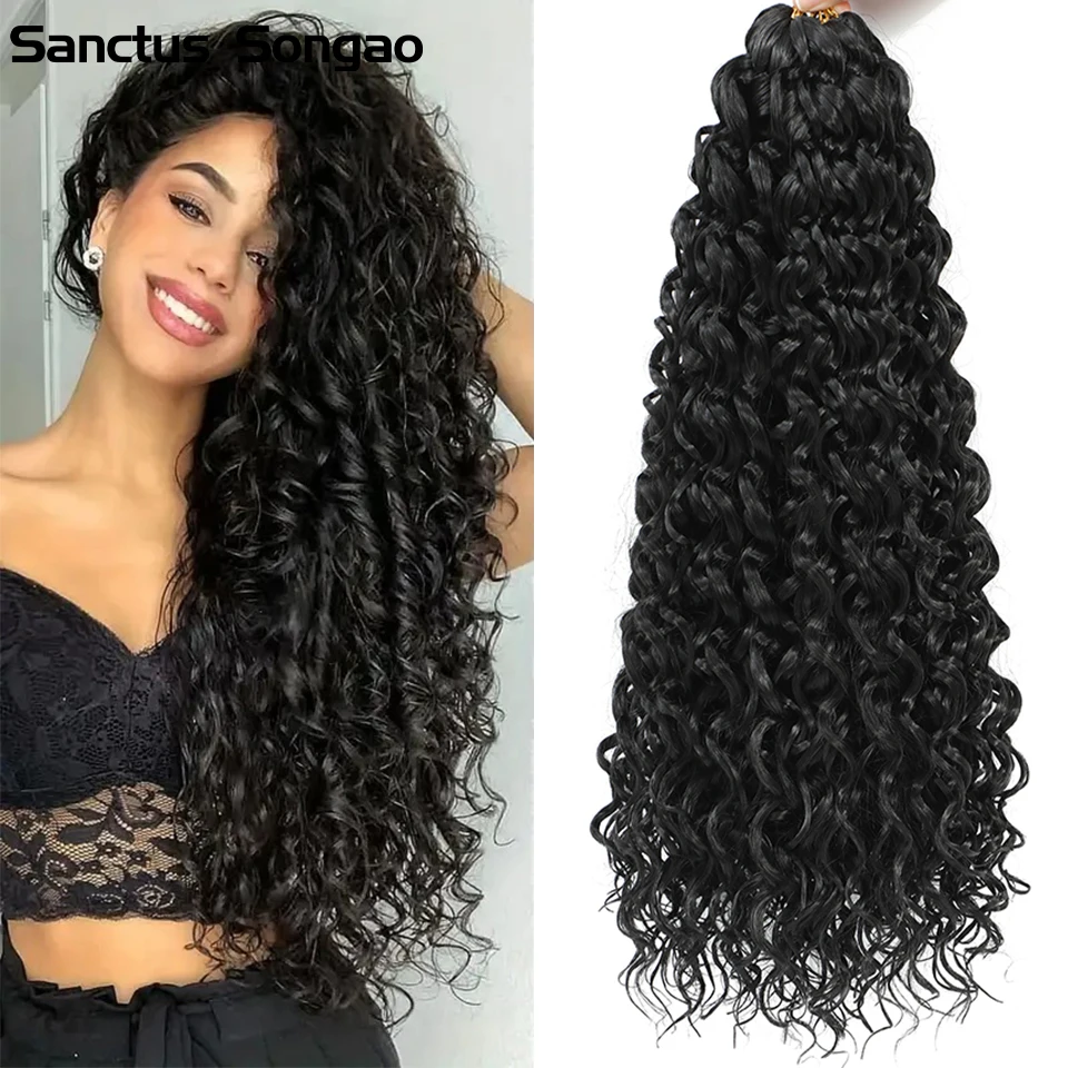 

New 18 Inches GoGo Curl Crochet Hair Bouncy Beach Curl Water Wave Crochet Hair Style Synthetic Curly Braiding Hair Extensions