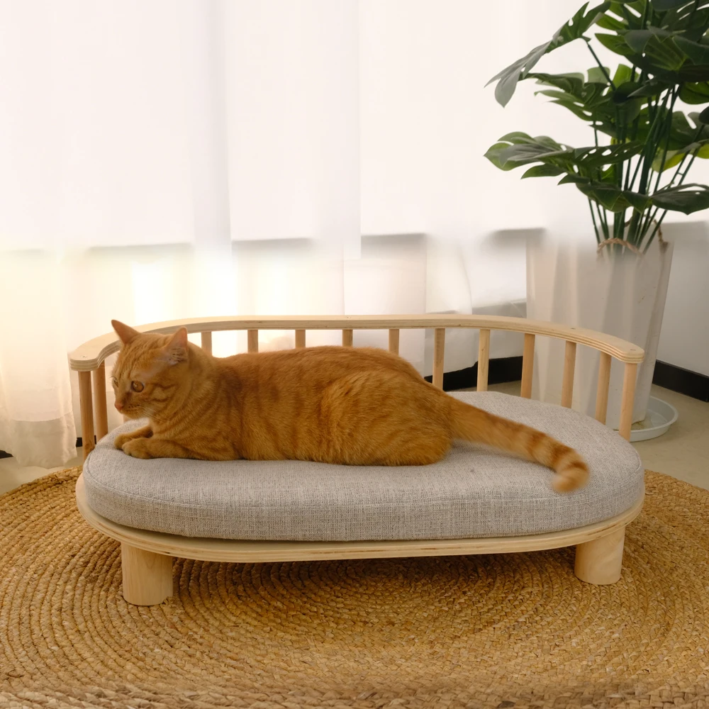 Luxury XL Round Wooden Pet Bed Animal Pattern Breathable And Warm For Dogs For Humans