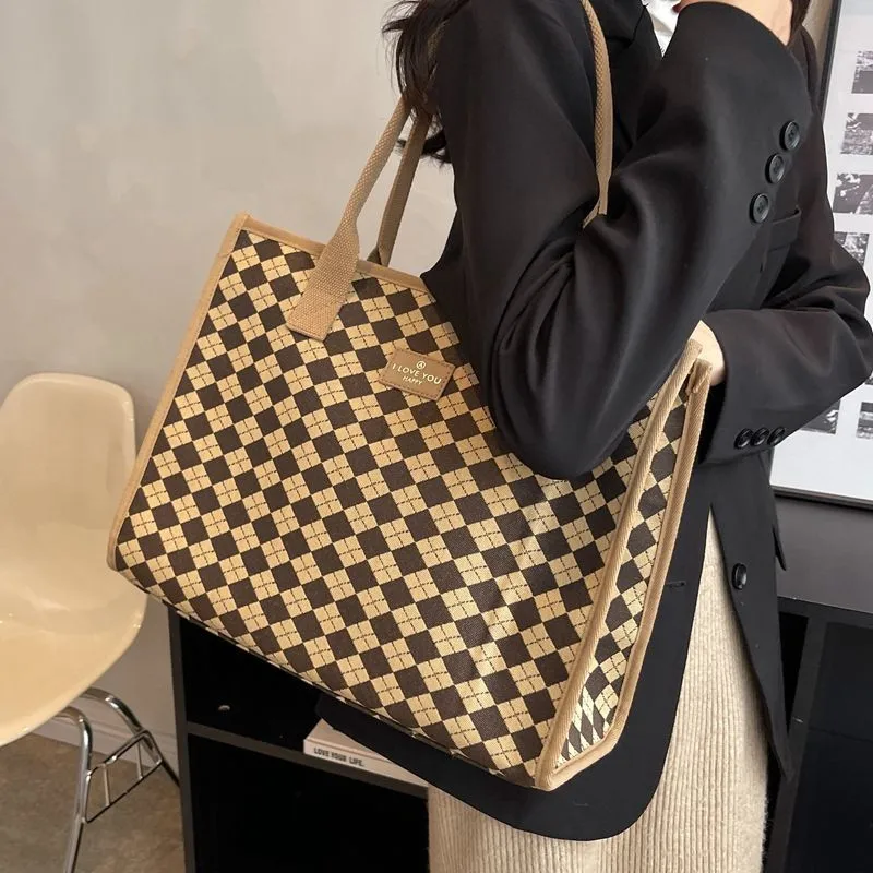 Fashion Plaid Tote Bag Women Handbags Luxury Designer Shoulder