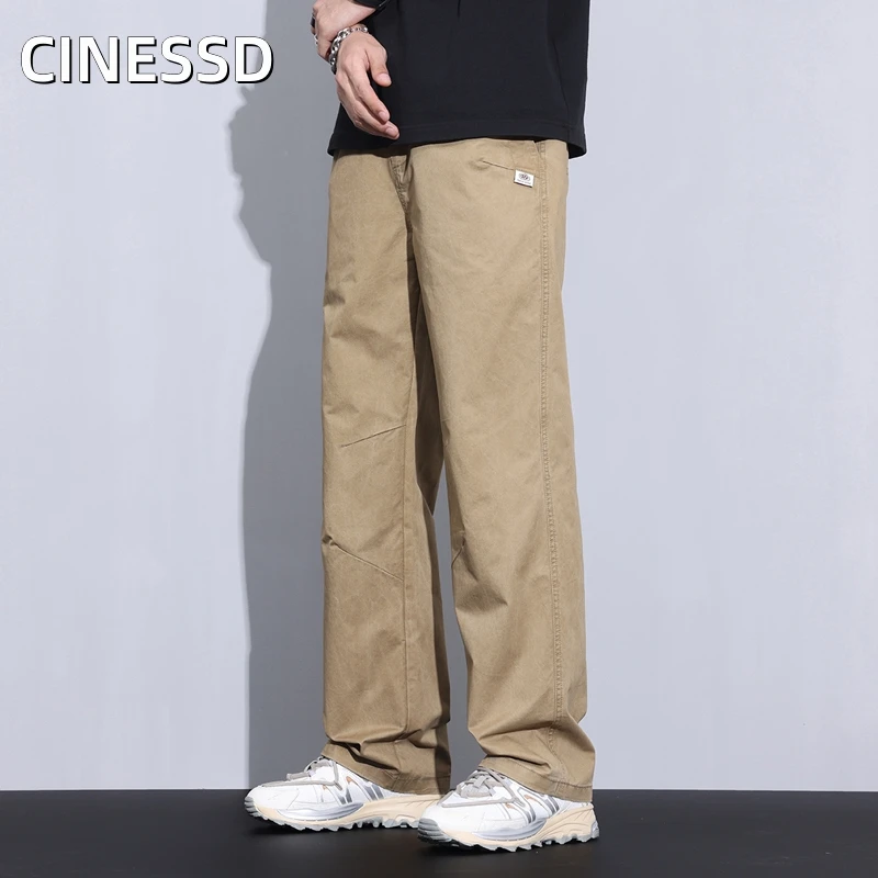 

New Men's Korean Loose Casual Pants Outdoors Trousers Pure Cotton Material Straight Comfortable And Minimalist Design Pants