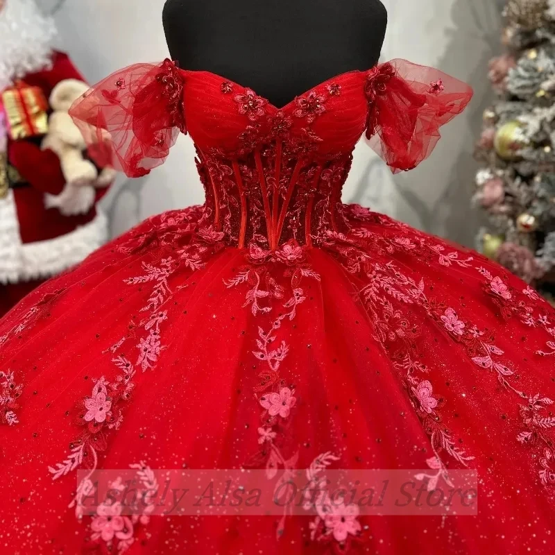 Saudi Arabic Real Photos Red Princess Birthday Party Dress For 15 16 Year Girls Prom Wear Quinceanera Dresses vestidos de fiesta
